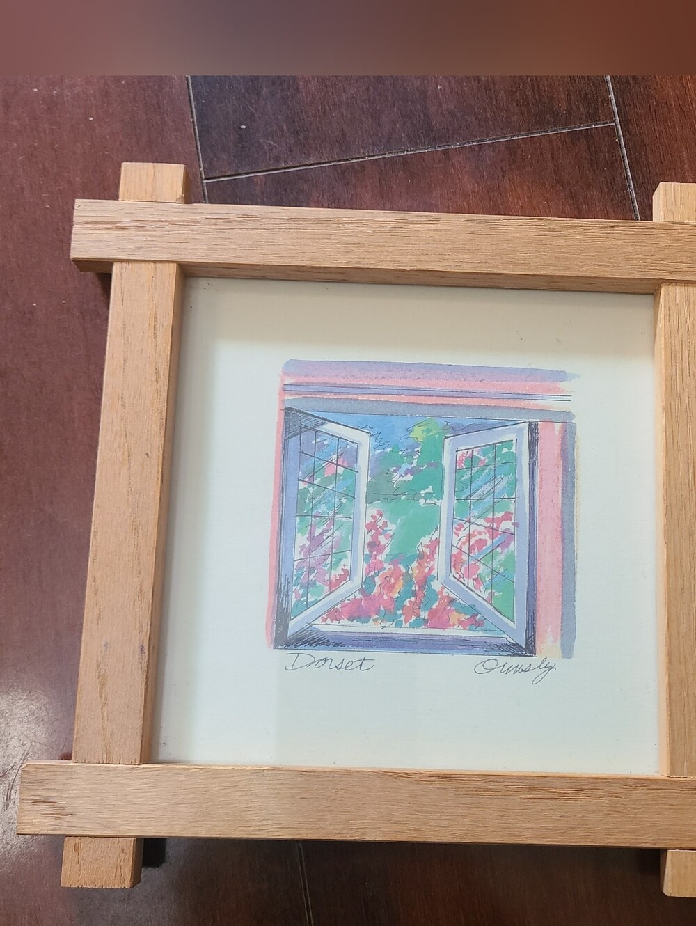 Anne Ormsby "Dorset" Signed Framed Abstract Window & Flowers Print 8x8